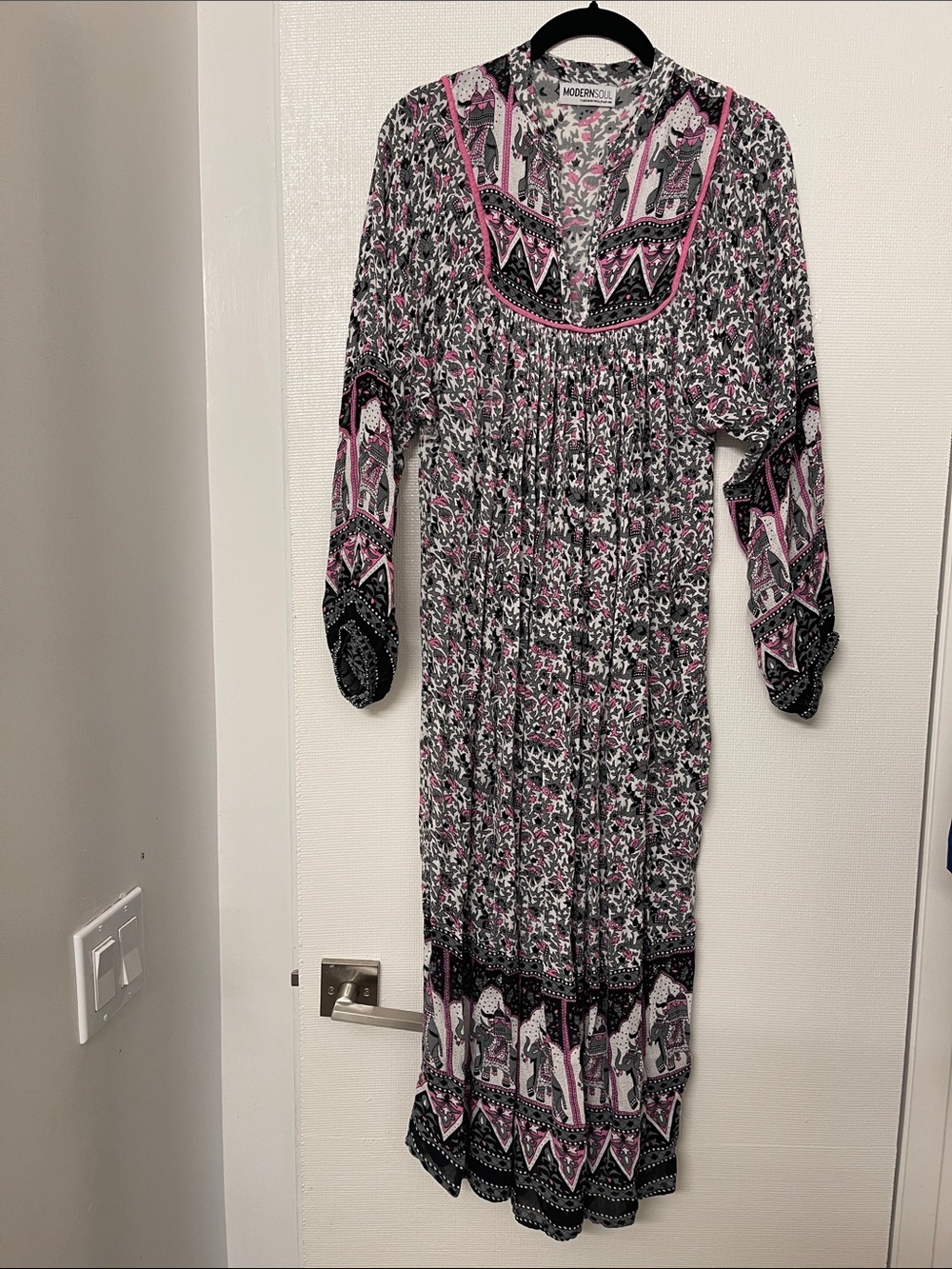Modern Soul Black and Pink printed  Maxi Dress
